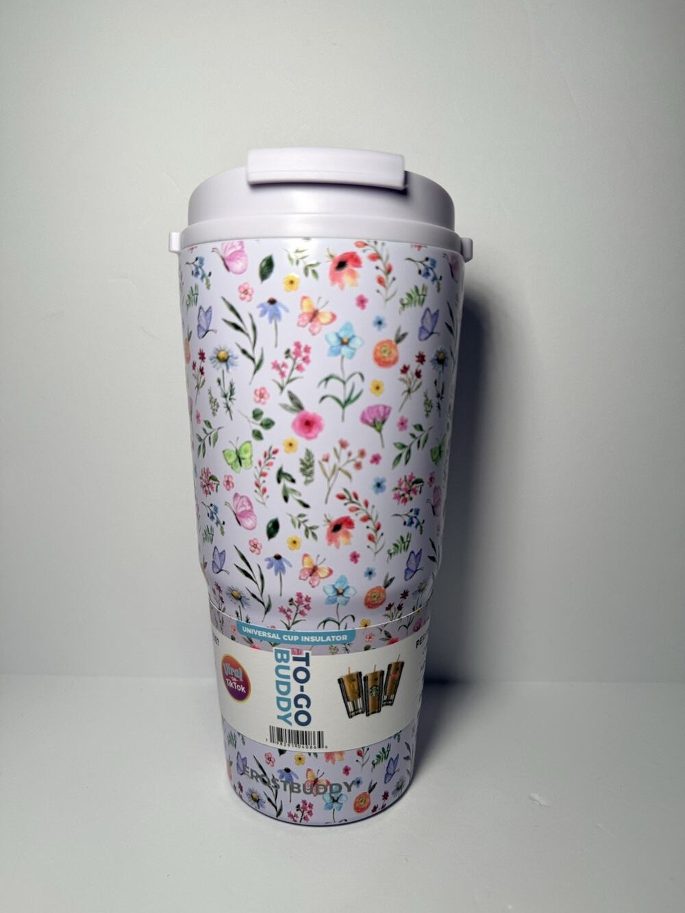 Frost Buddy WILDFLOWER To Go Buddy Universal Cup Insulator Tumbler OG Lid NIB
